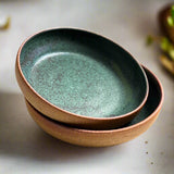 Premium jade green glaze - ceramic flat bowl - Sticky Earth Ceramics