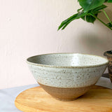 Handmade large speckled creamy white bowl for salad