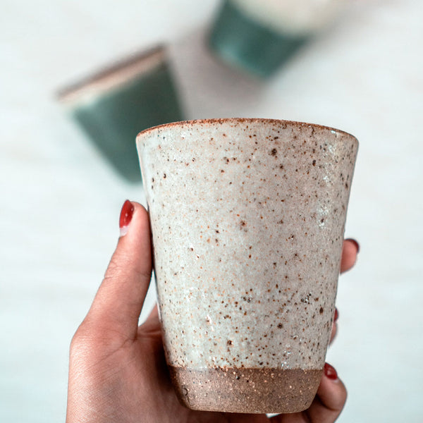 Creamy White Handmade Keep Cup - Sticky Earth Ceramics Singapore