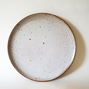 Speckled White Handmade Ceramic Flat Plate by Sticky Earth Ceramics Singapore 