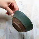 Handmade Earthy Green Stoneware Bowl - Sticky Earth Ceramics Singapore