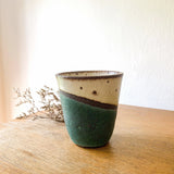 Green-White Handmade Ceramic Cup - Sticky Earth Ceramics Singapore