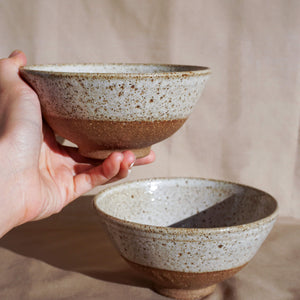 Handmade speckled creamy white bowls by Sticky Earth Ceramics SG