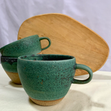 Wide mouth mug full shot with wooden board